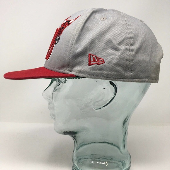 Chicago Bulls Windy City Baseball Cap NBA Gray Red New Era Size M/L Snapback Hat - Picture 4 of 12